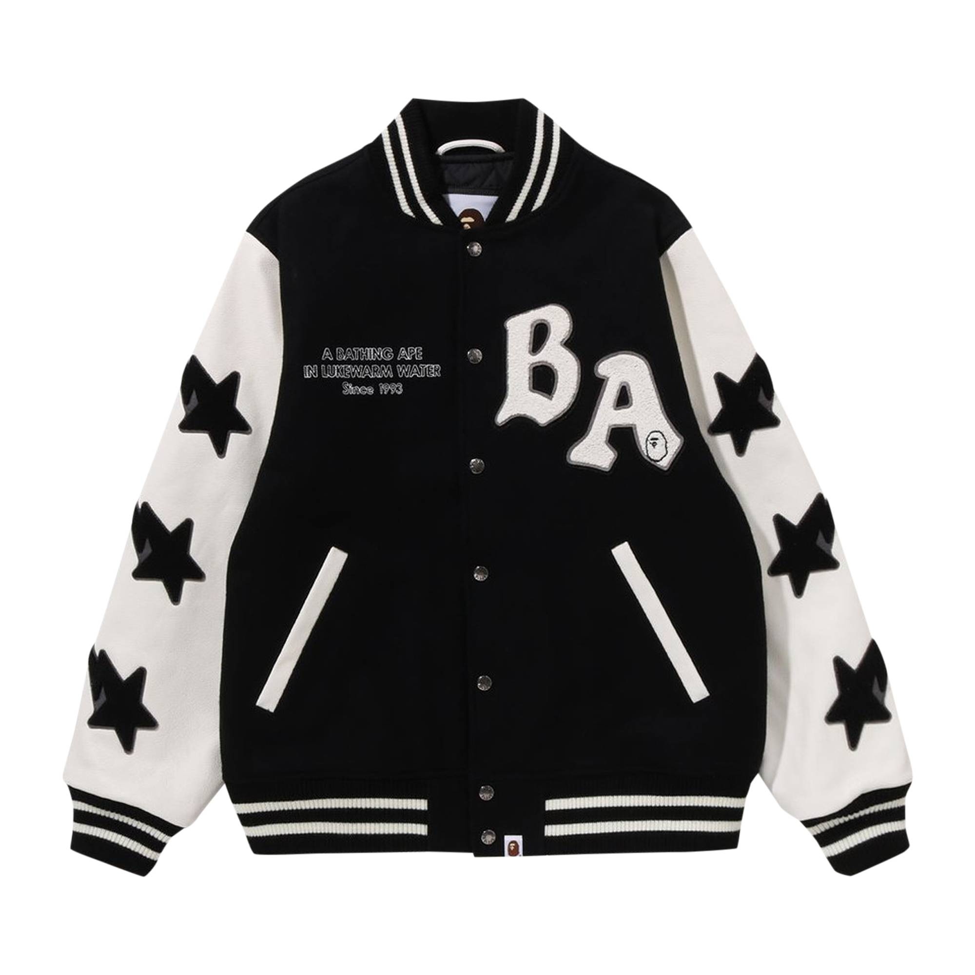 BAPE A Bathing Ape Relaxed Fit Varsity Jacket 'Black' - 1
