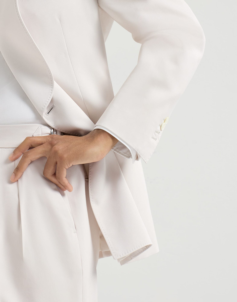 Délavé silk twill tuxedo with one-and-a-half breasted blazer with shawl lapel and trousers with doub 4