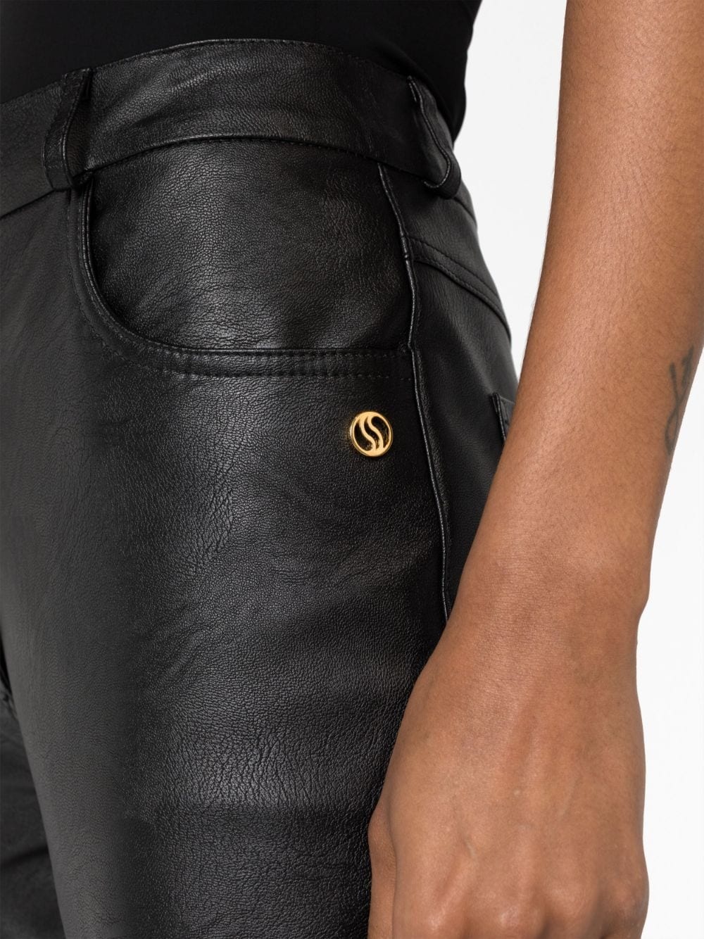 faux-leather straight-leg trousers - 3