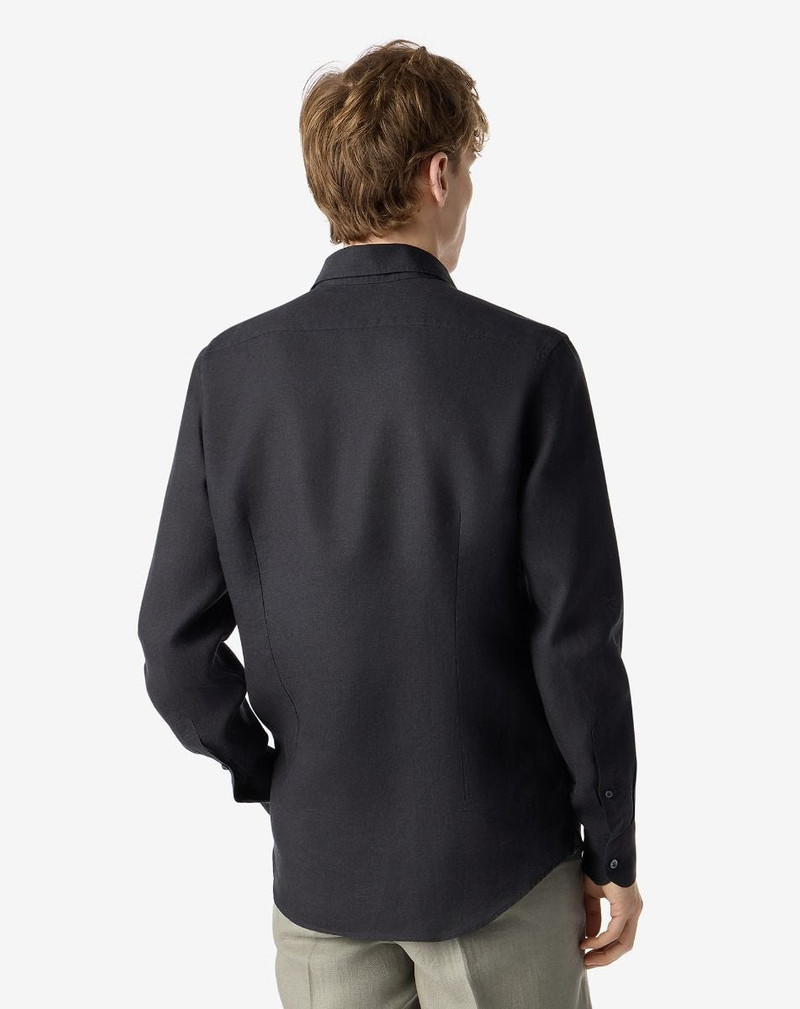 CORNELIANI Black pure linen shirt outlook