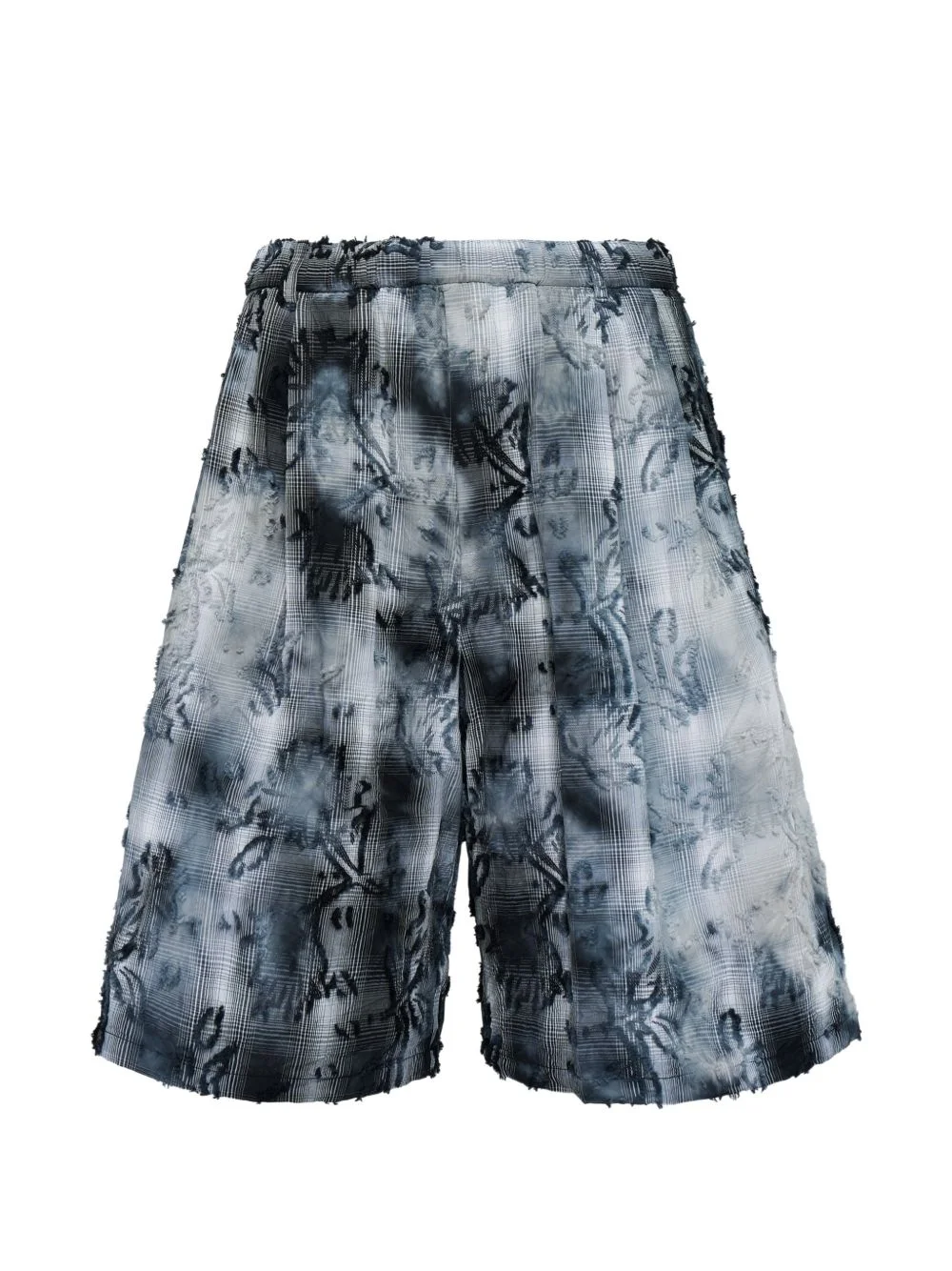 bleached effect check shorts - 1