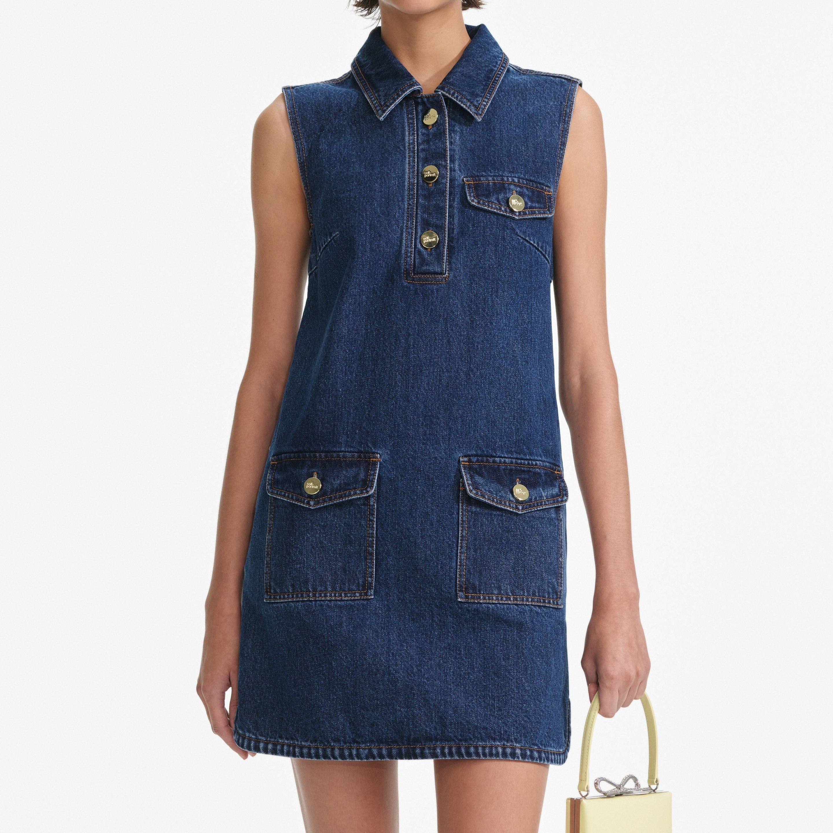 Denim Sleeveless Mini Dress - 4