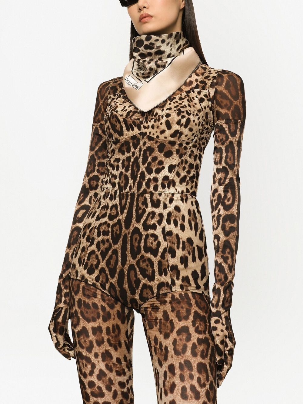 KIM DOLCE&GABBANA leopard-print silk scarf - 2