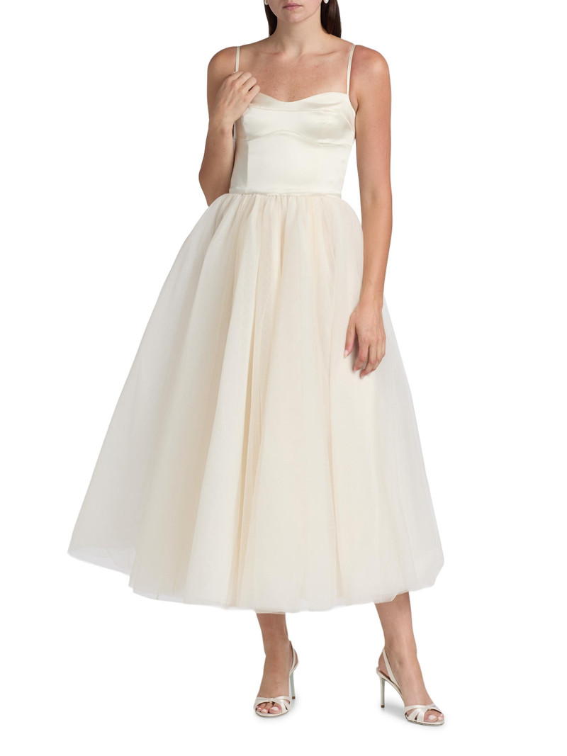 Women's Alouette Satin Tea-Length Dress - Fior Di Latte 3