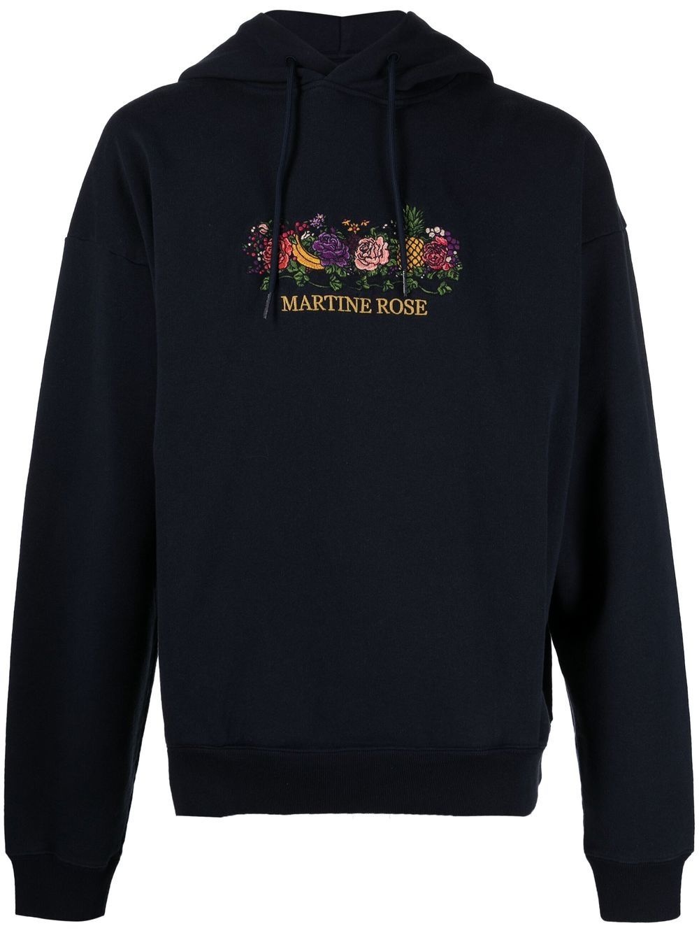 logo-embroidered drawstring hoodie - 1