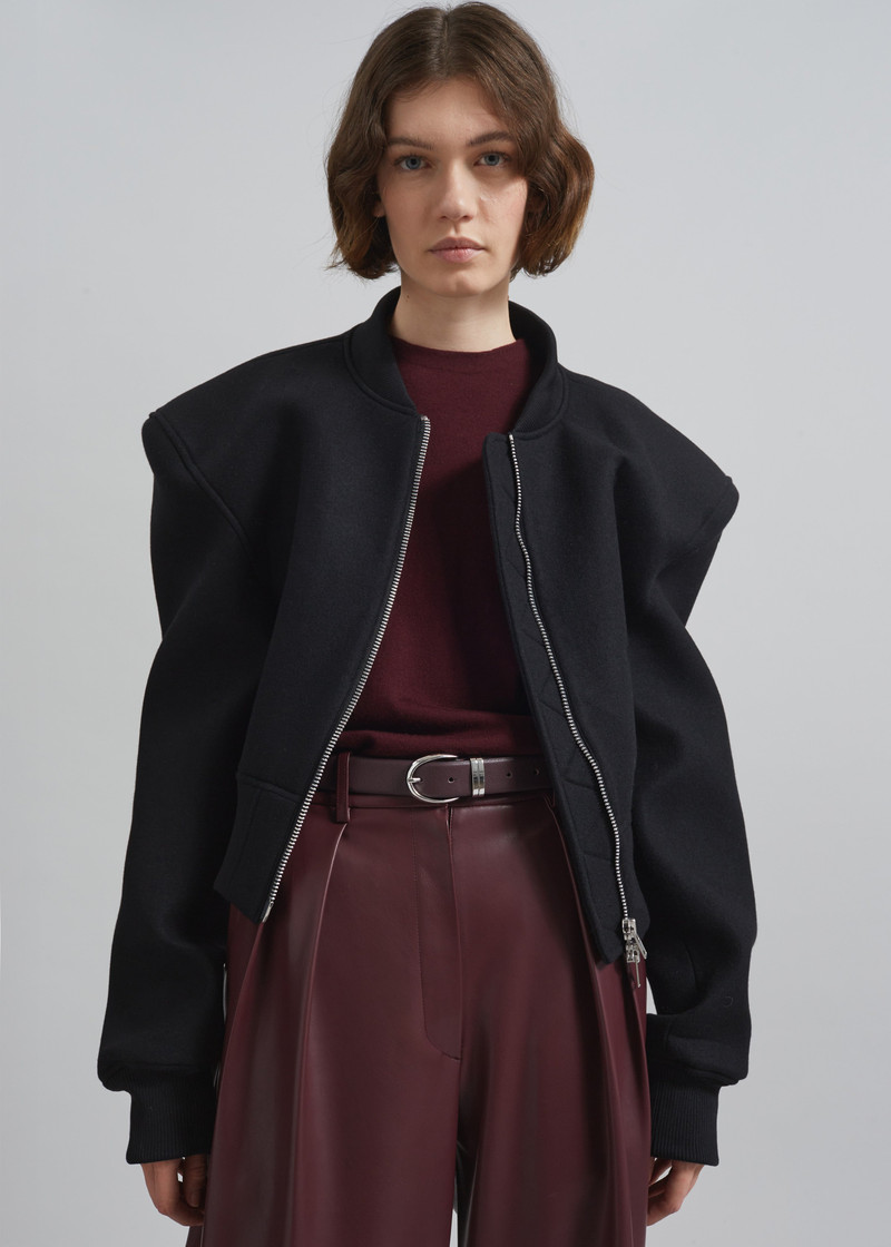 Glane Padded Wool Bomber Jacket - Black 4