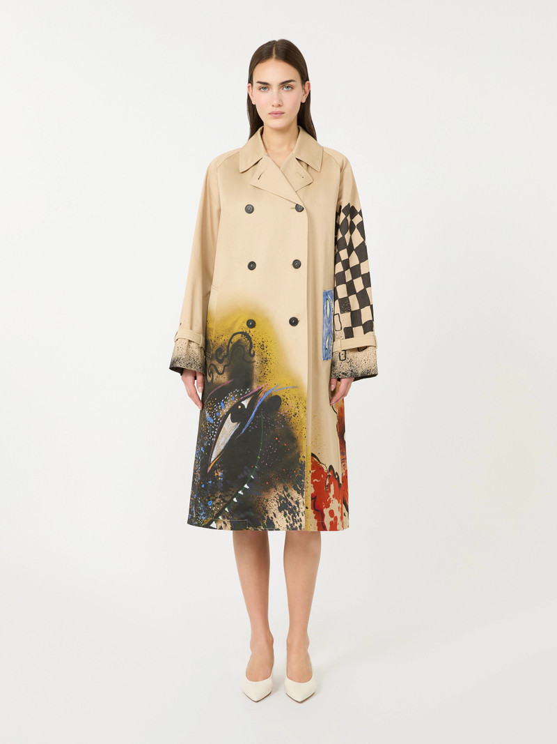 WKSPECCATI Trench coat in patterned water-repellent gabardine - SKIN ORIENT 3
