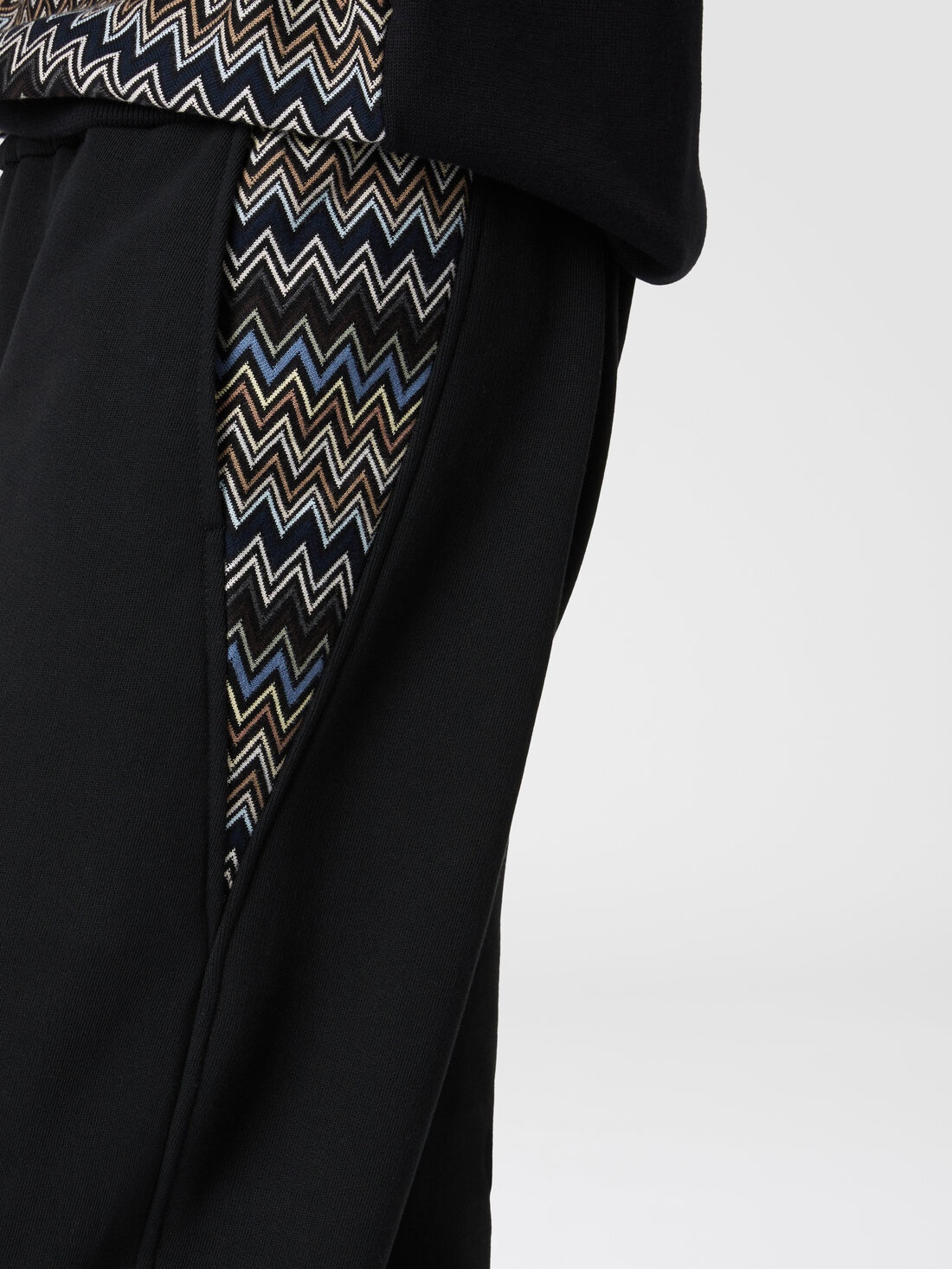 Cotton fleece joggers with knitted insert - 5