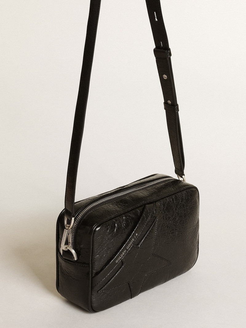 Golden Goose Women's Star Bag in glossy black leather with tone-on-tone star outlook