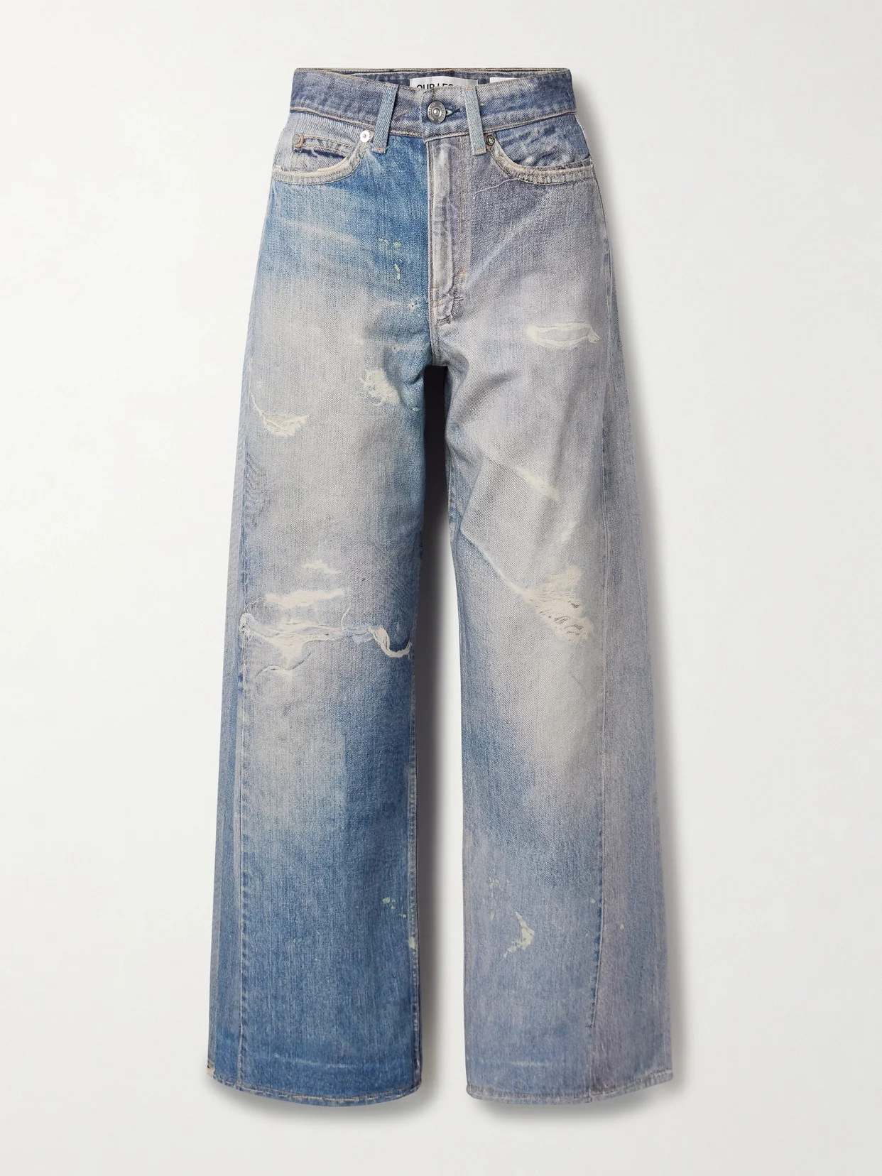 Two-tone Printed Boyfriend Jeans - 1