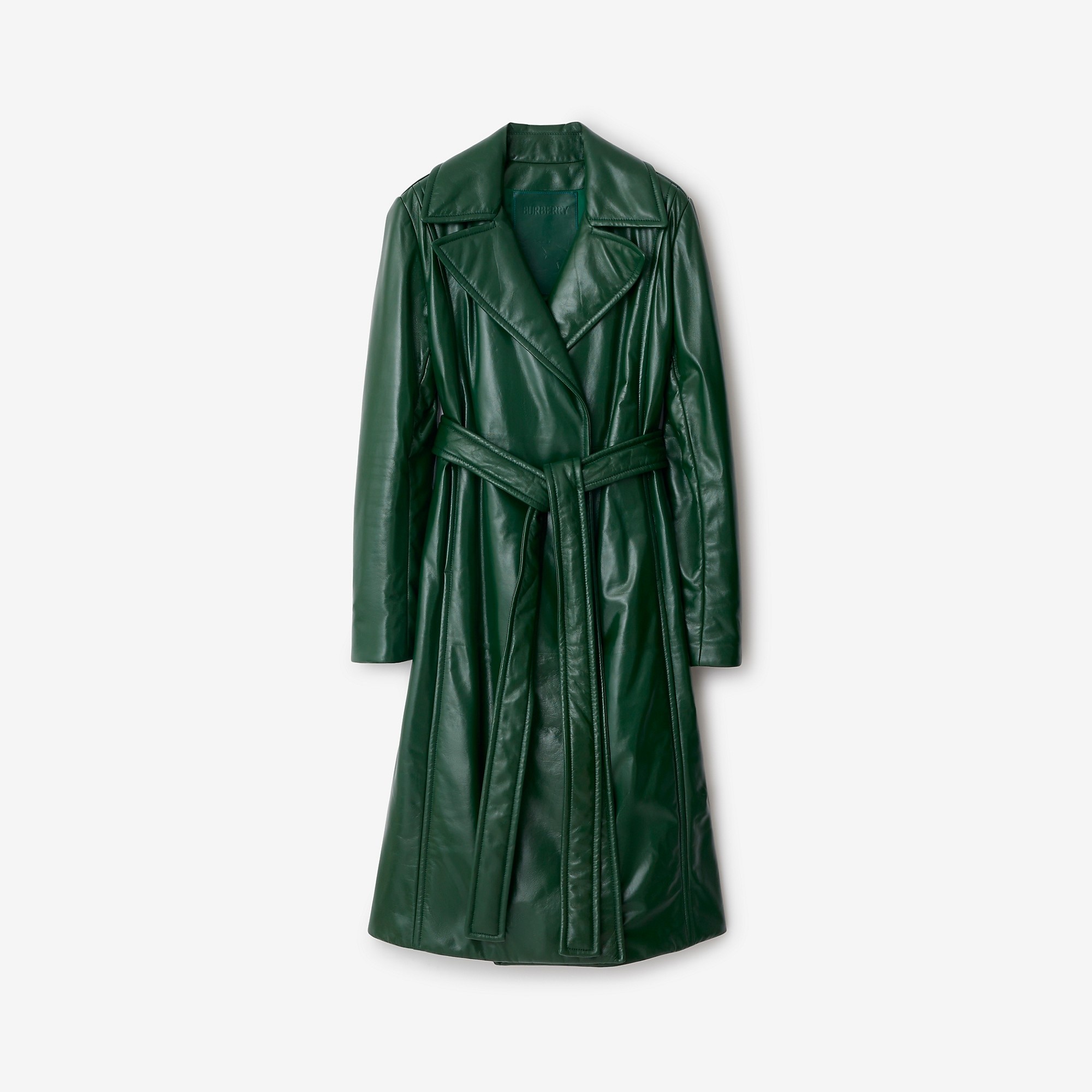 Faux Fur Collar Leather Coat - 2