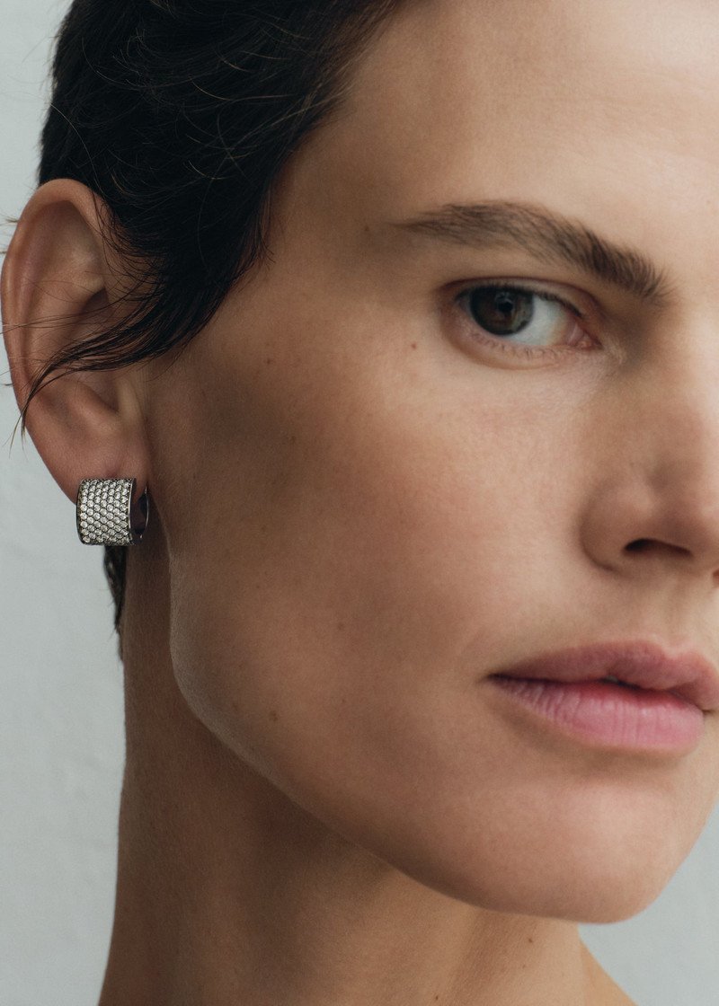 Signature pavé hoops silver 3