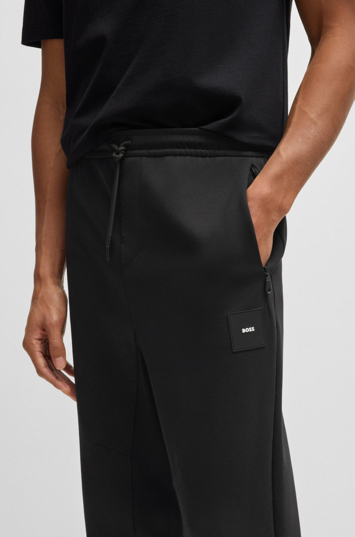 STRETCH TRACKSUIT BOTTOMS WITH LOGO PATCH - 3