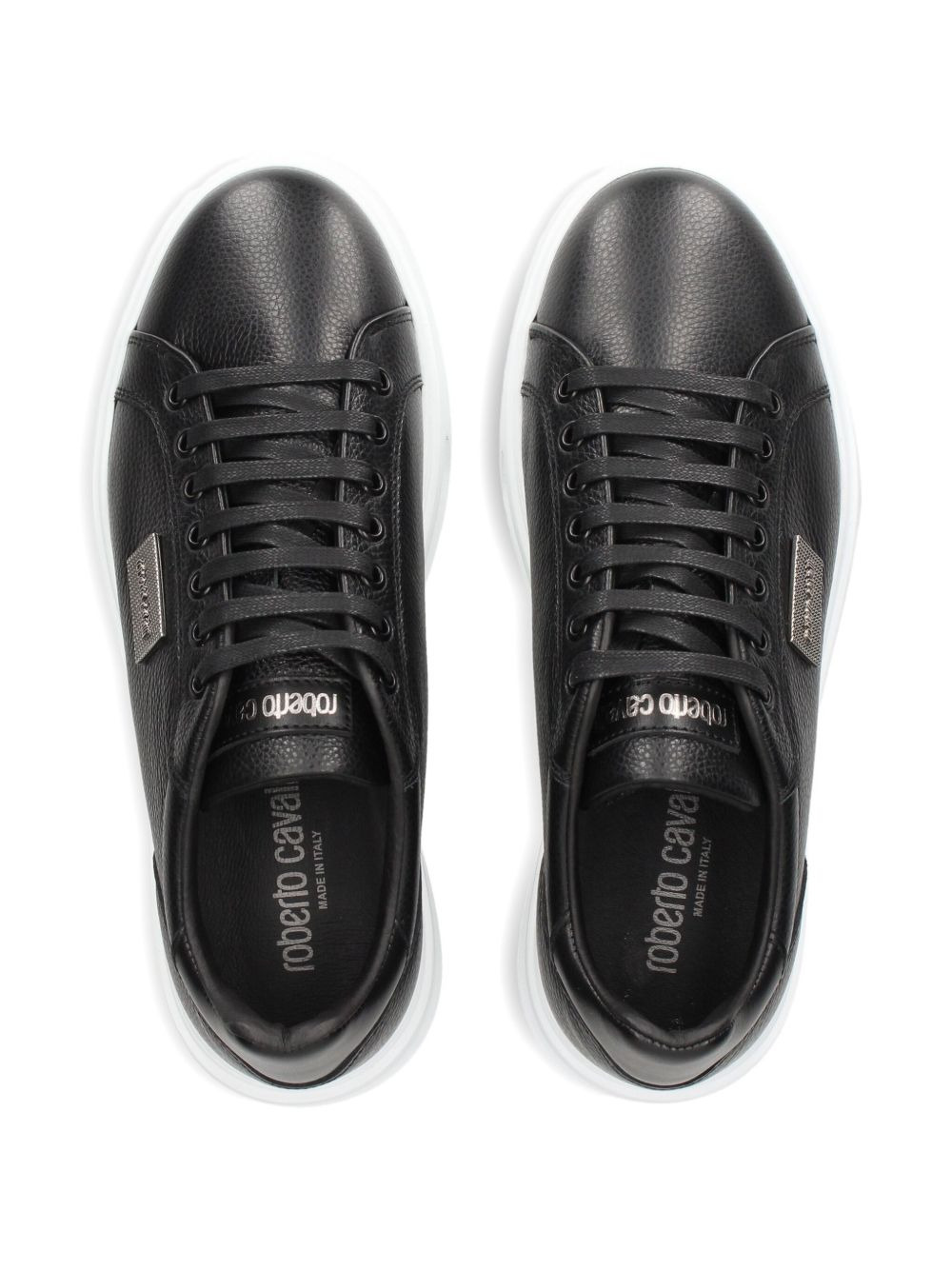 leather plaque sneakers - 3