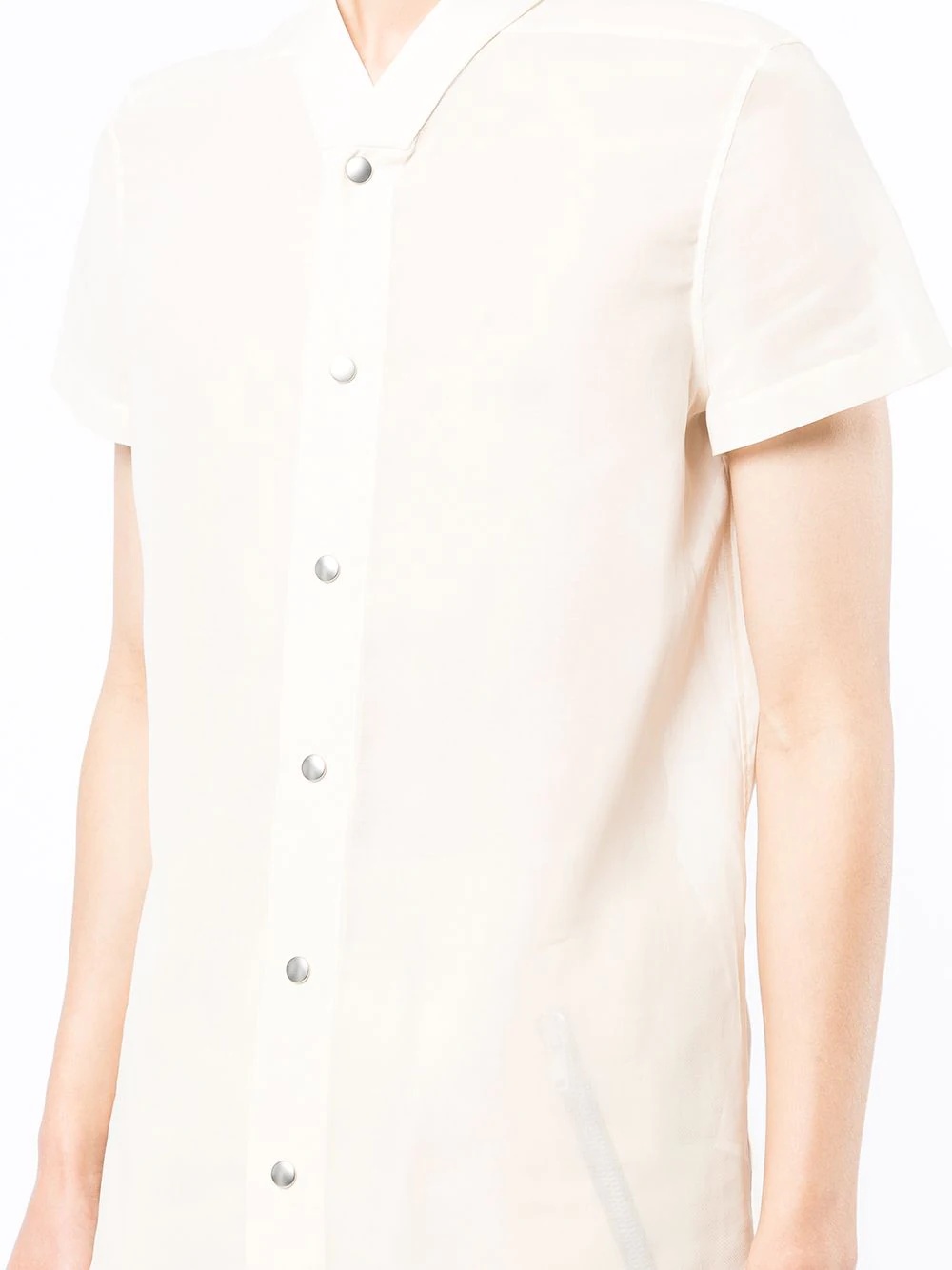 woven gold short-sleeve shirt - 5