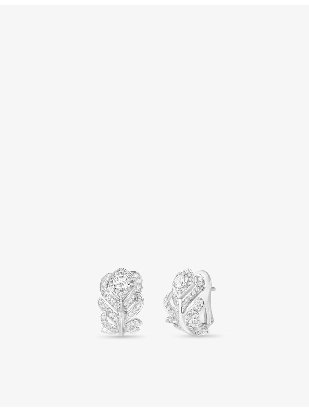 Plume de Paon XS 18ct white-gold, 0.50ct and 0.30ct round-brilliant diamond stud earrings - 3