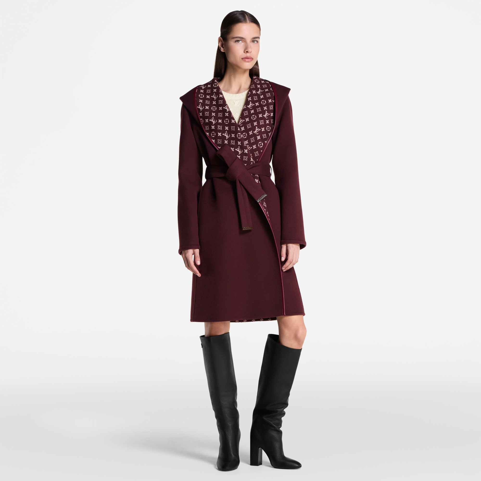 Signature Long Hooded Wrap Coat - 6