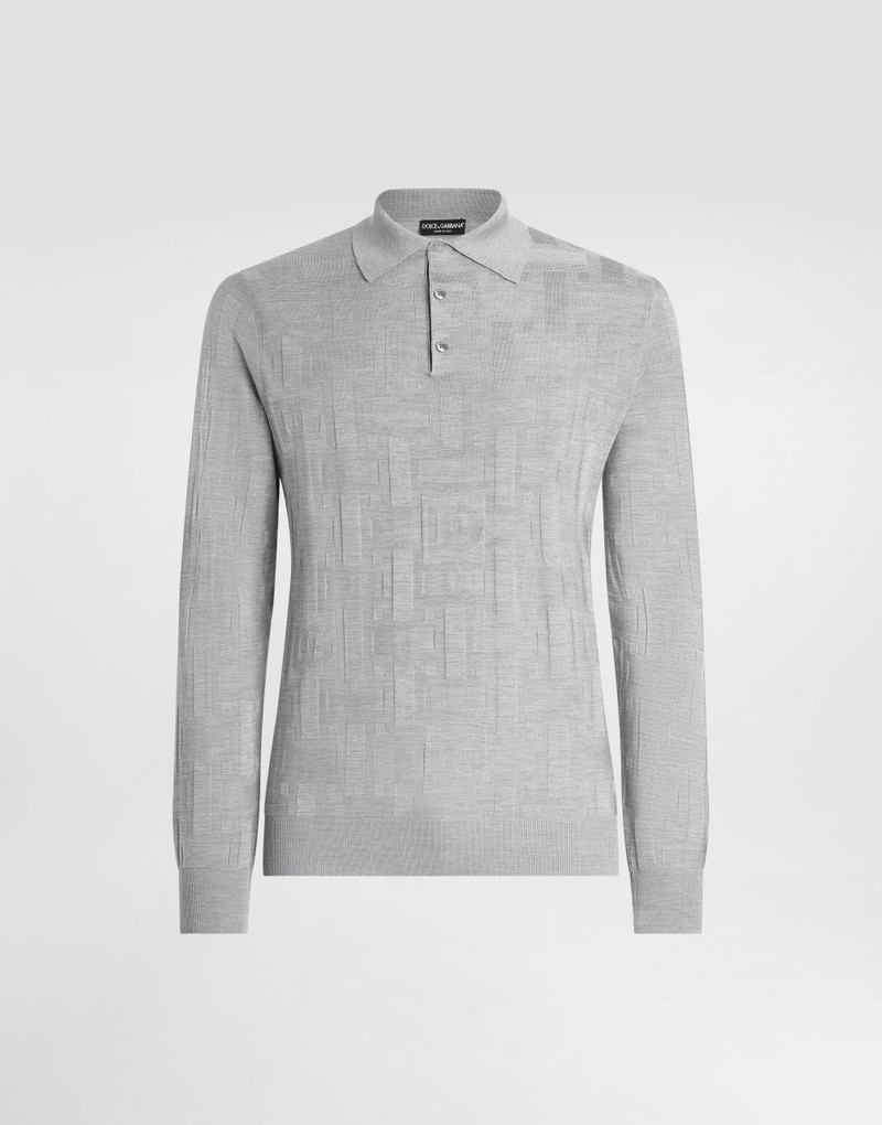 Silk polo-shirt with jacquard logo 1