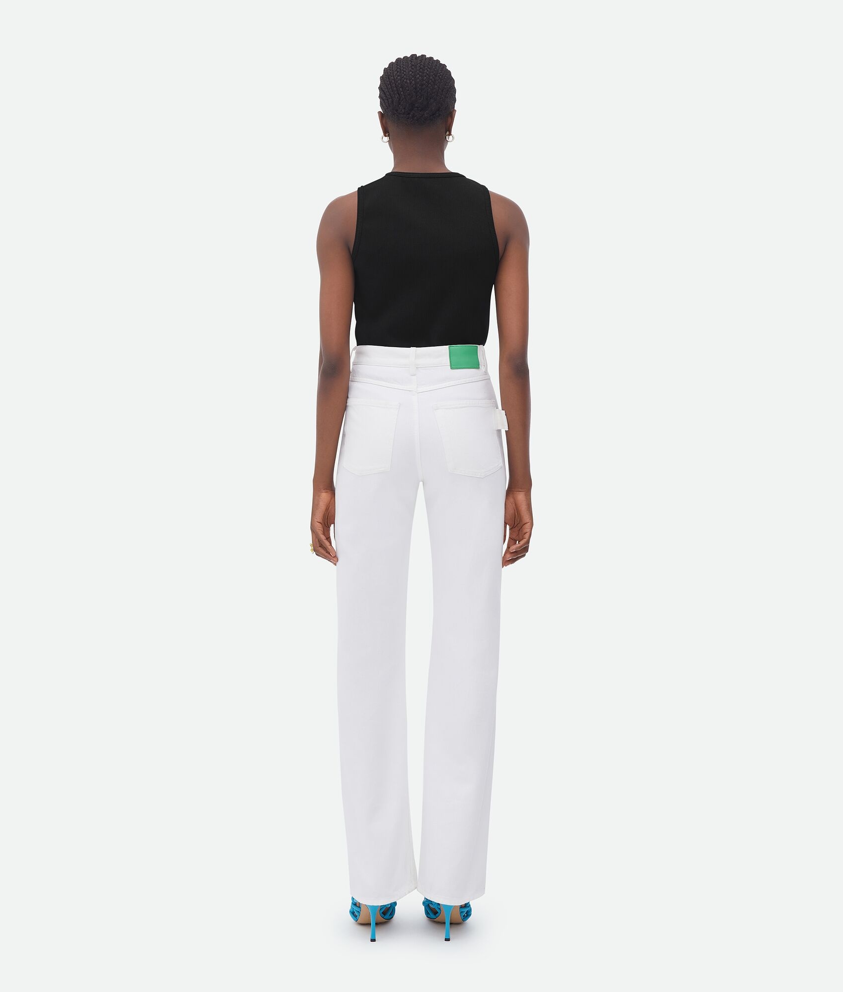 white high rise straight denim - 3
