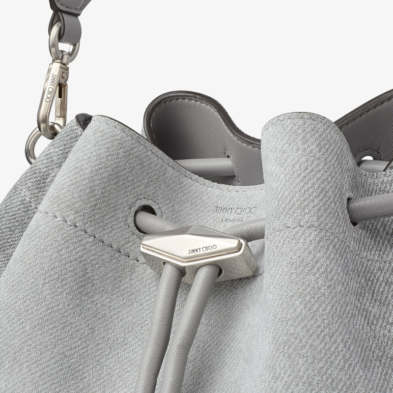 Cinch Medium Dove Suede Denim and Smooth Calf Leather Bucket Bag 3