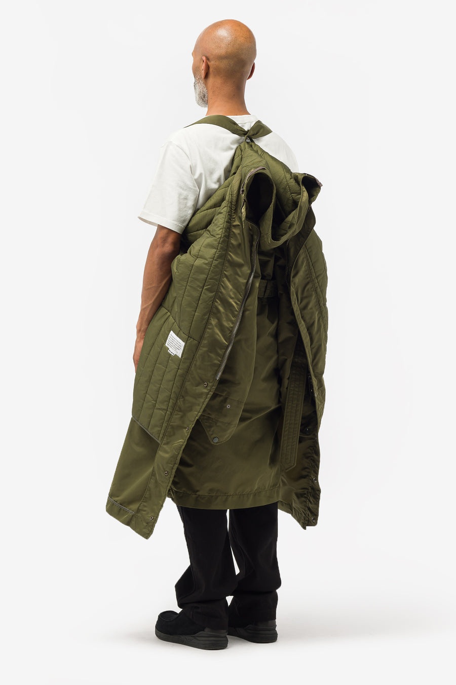 Engineered Garments Storm Coat in Olive Flight Satin Nylon