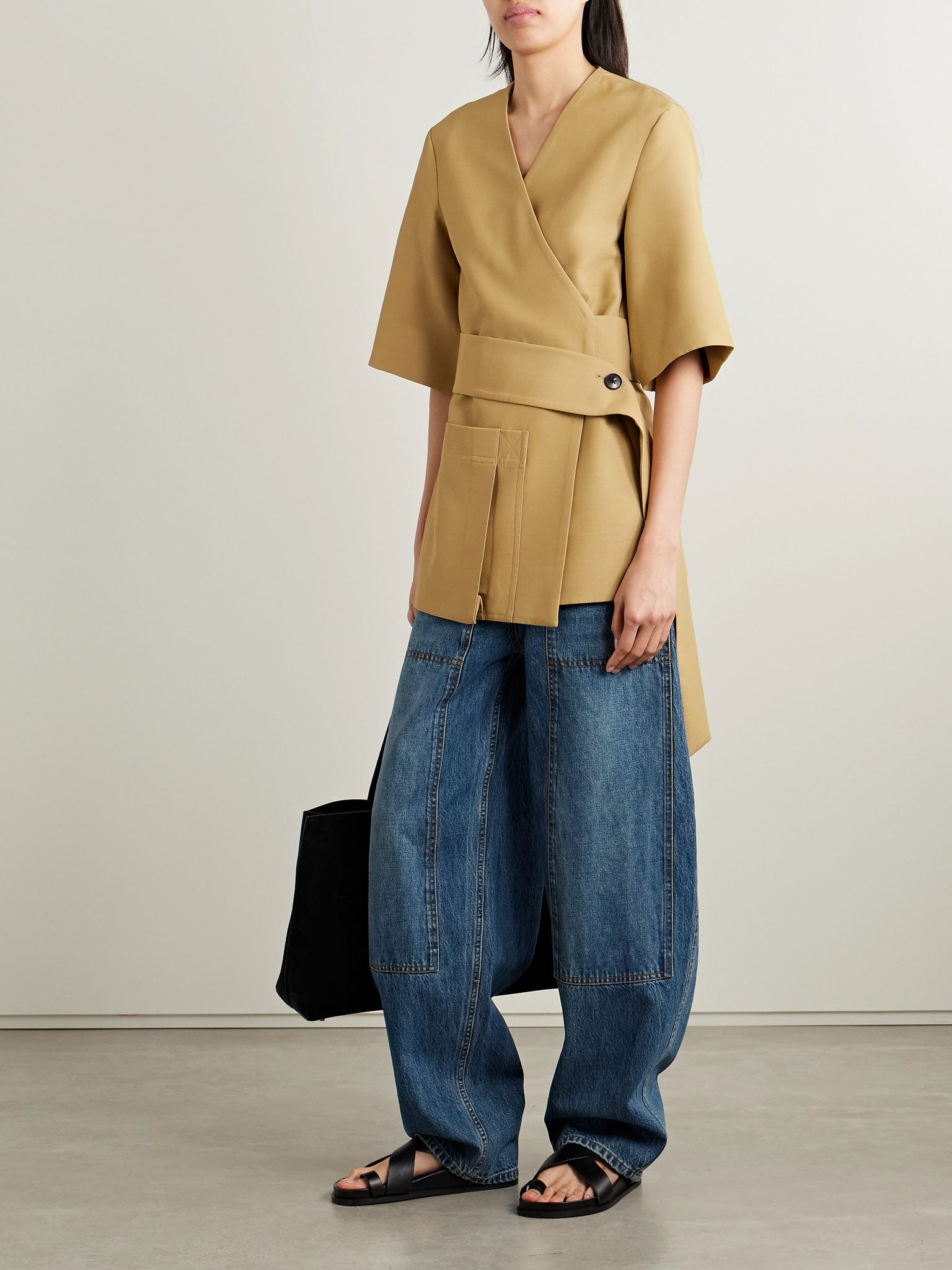 Paneled high-rise barrel-leg jeans Indigo - 2