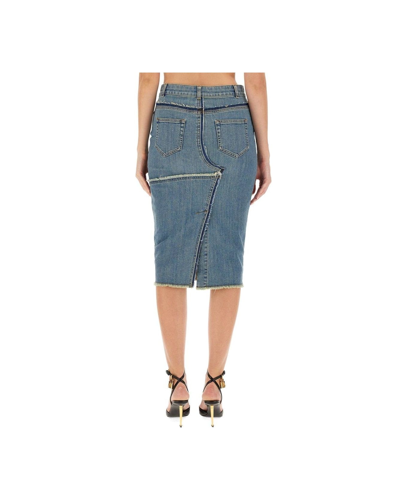 Denim Midi Skirt - 2