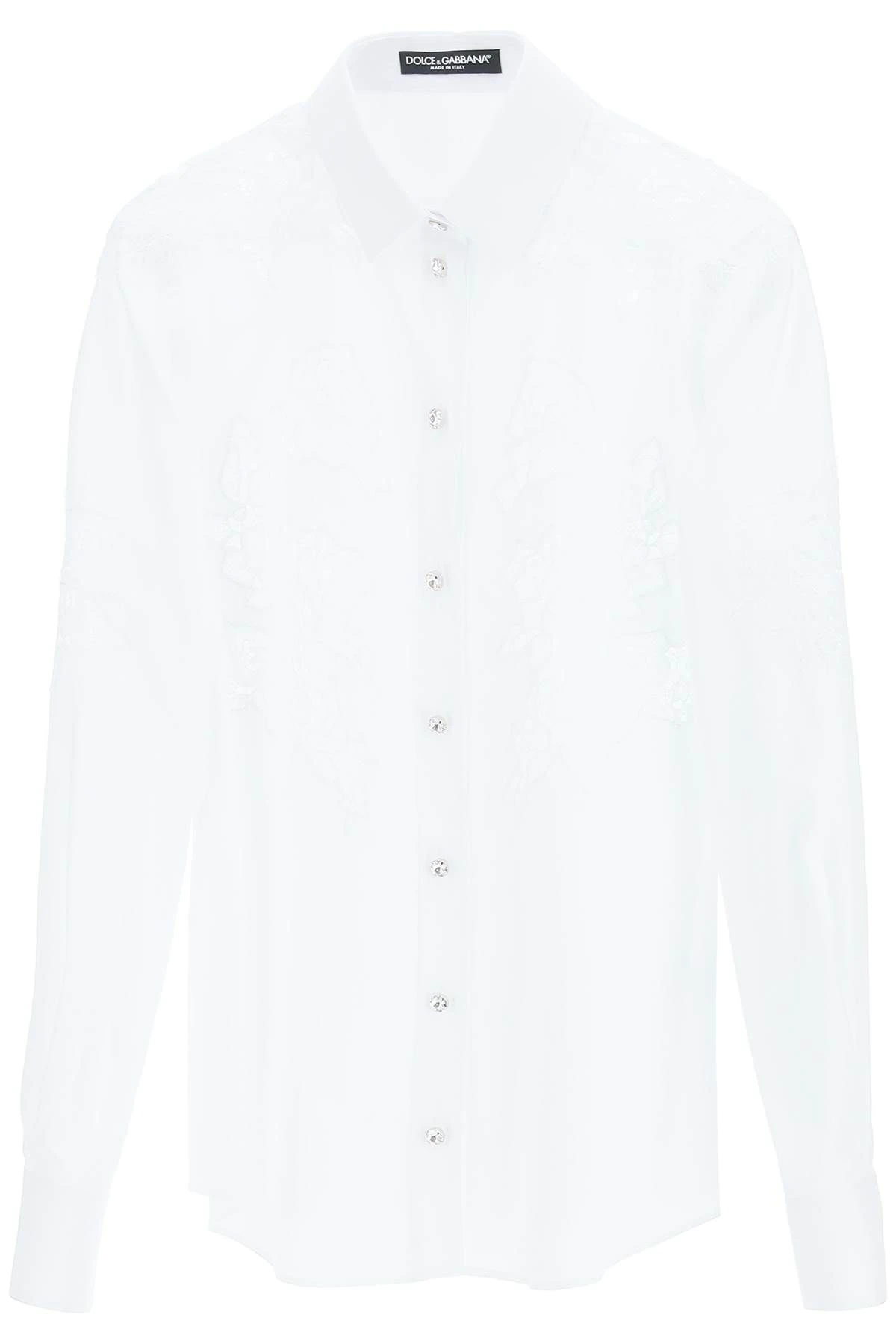 POPLIN SHIRT WITH LACE INSERTS - 1