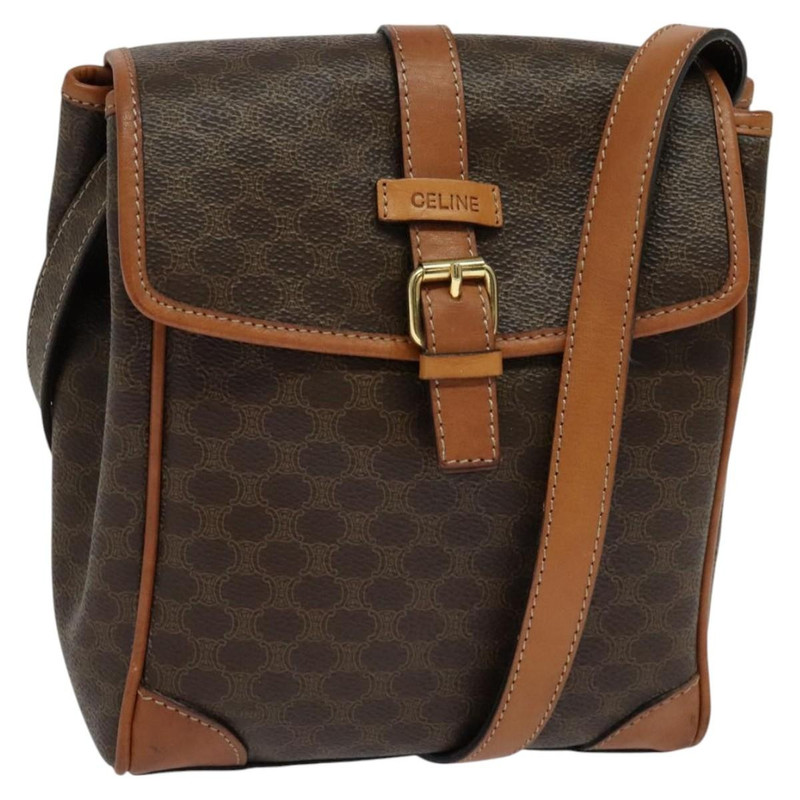CELINE Macadam Canvas Shoulder Bag Pvc Brown Gold - 1