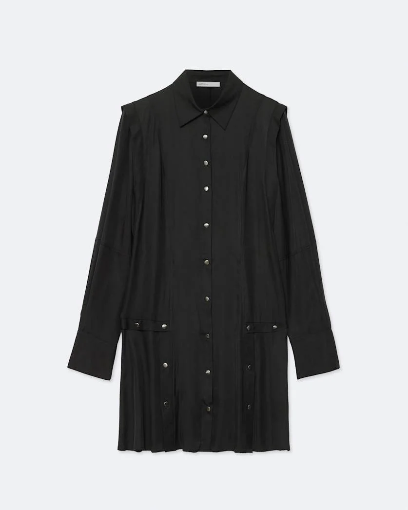 ARTEMIS SILK-BLEND MINI SHIRT DRESS - 1