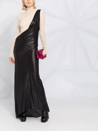 Ann Demeulemeester one-shoulder wet-look skirt outlook