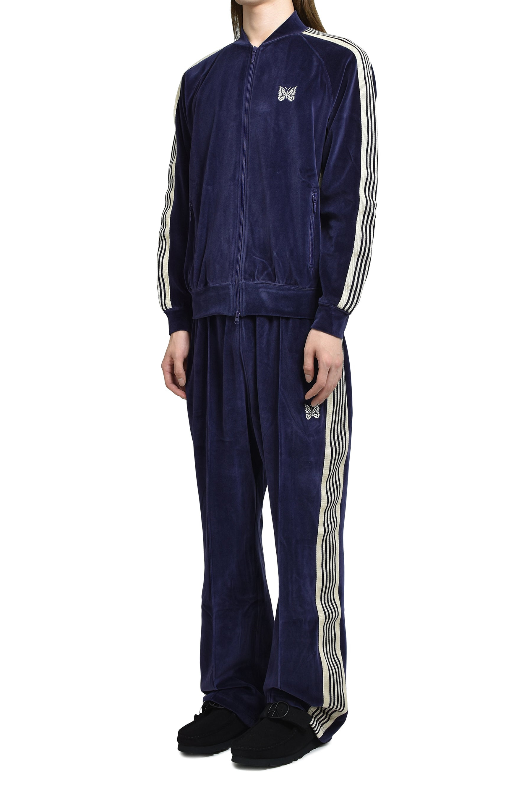 RIB COLLAR TRACK JACKET - C/PE VELOUR / NVY - 4