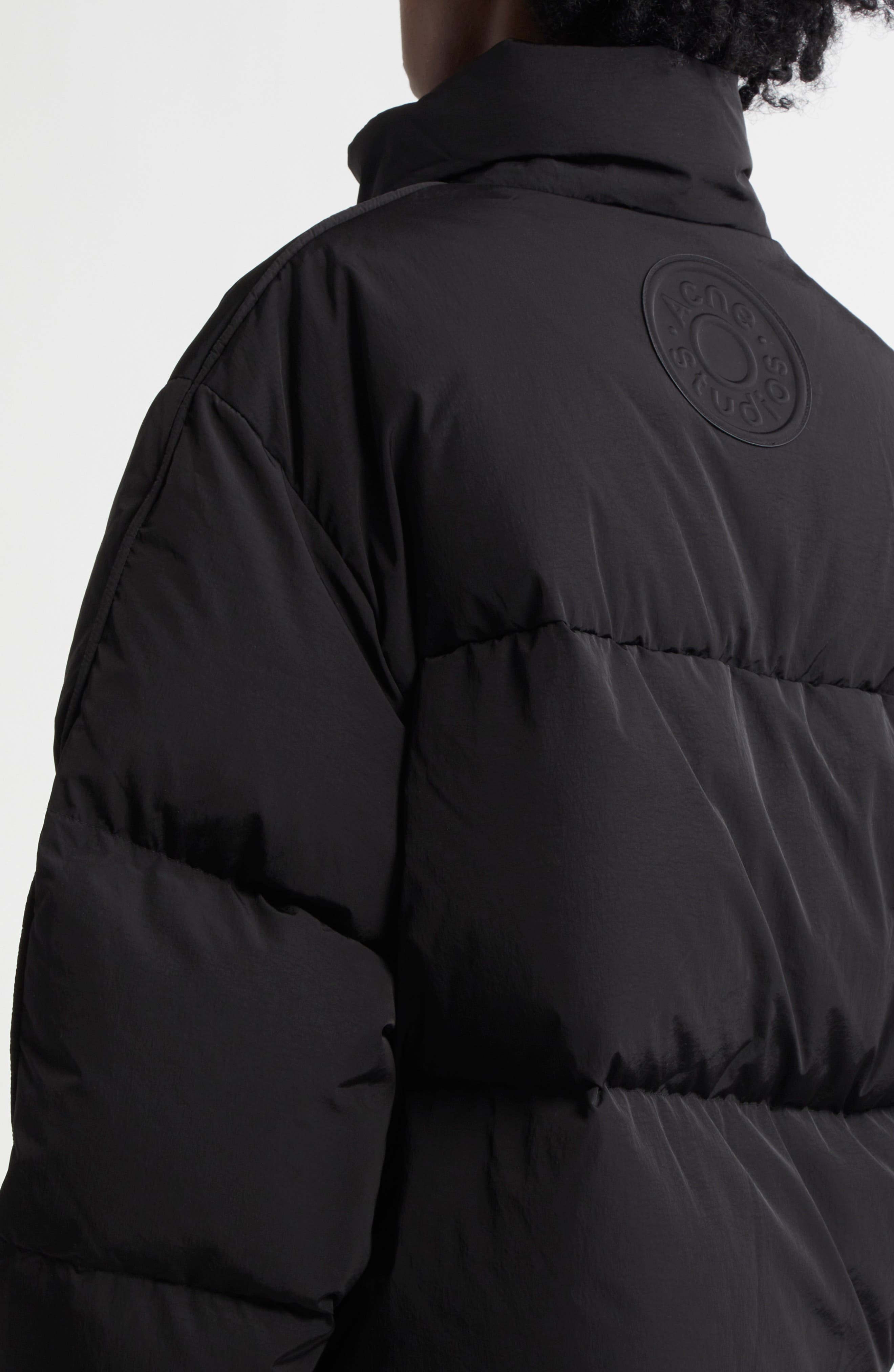 Acne Studios Sprayed Print Down Puffer Jacket in Black at Nordstrom - 4