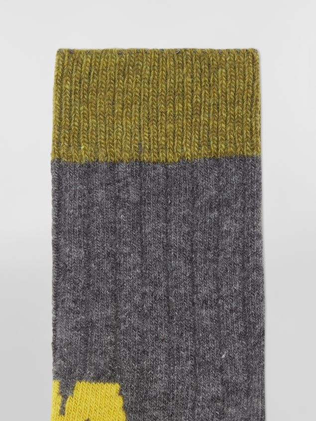 GREY WOOL SOCK WITH LOGO M JACQUARD - 3