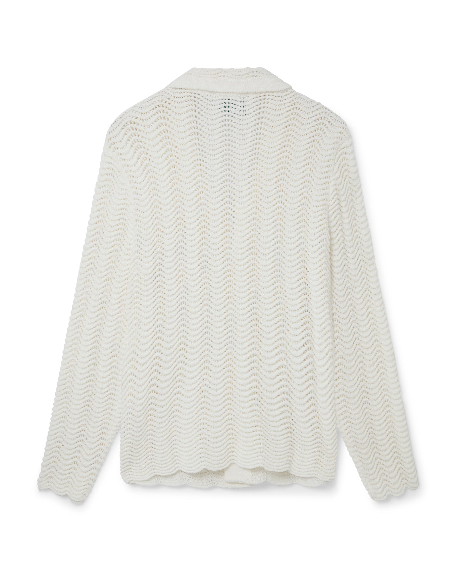 Wavy Gradient Long Sleeve Crochet Shirt - 2