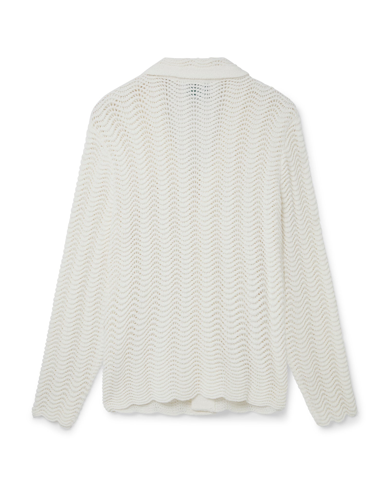 Wavy Gradient Long Sleeve Crochet Shirt - 5