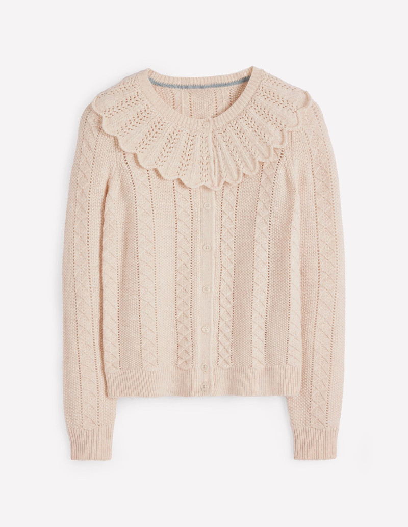 Scallop Collar Cardigan-Warm Ivory Melange 7