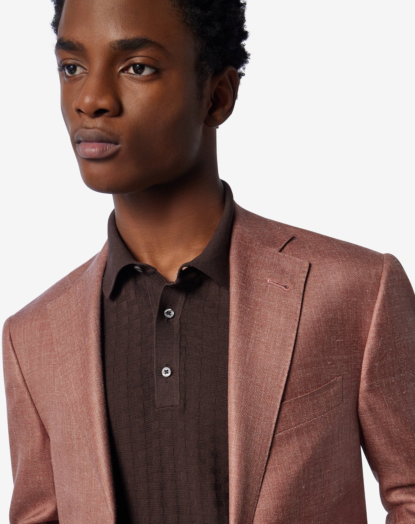 Dark-pink wool, silk and linen jacket - 4