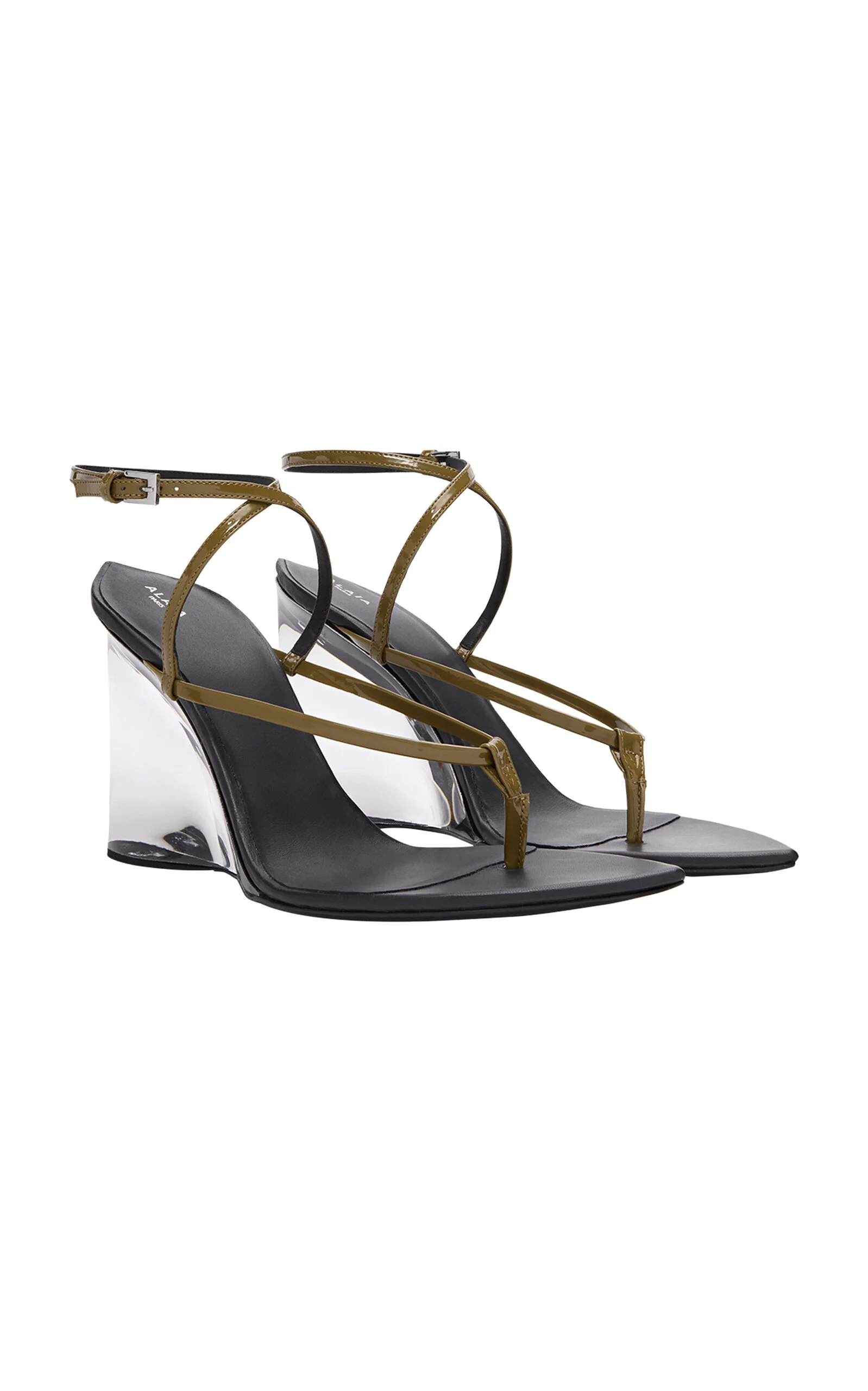 Invisible Patent Leather Thong Sandals black - 1
