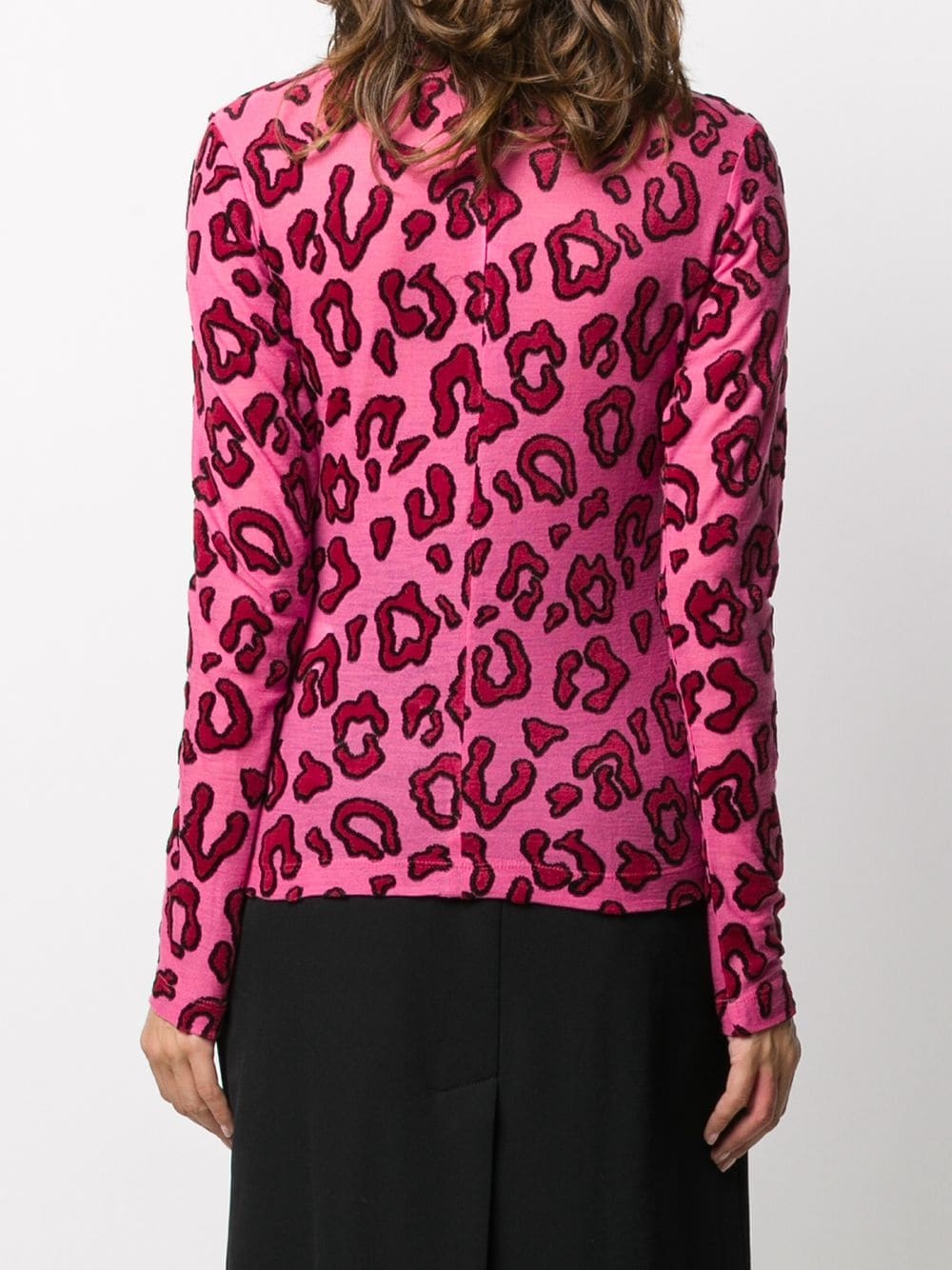 leopard-print turtleneck top - 4