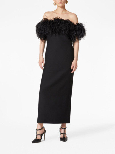 Valentino feather-trimmed midi dress outlook
