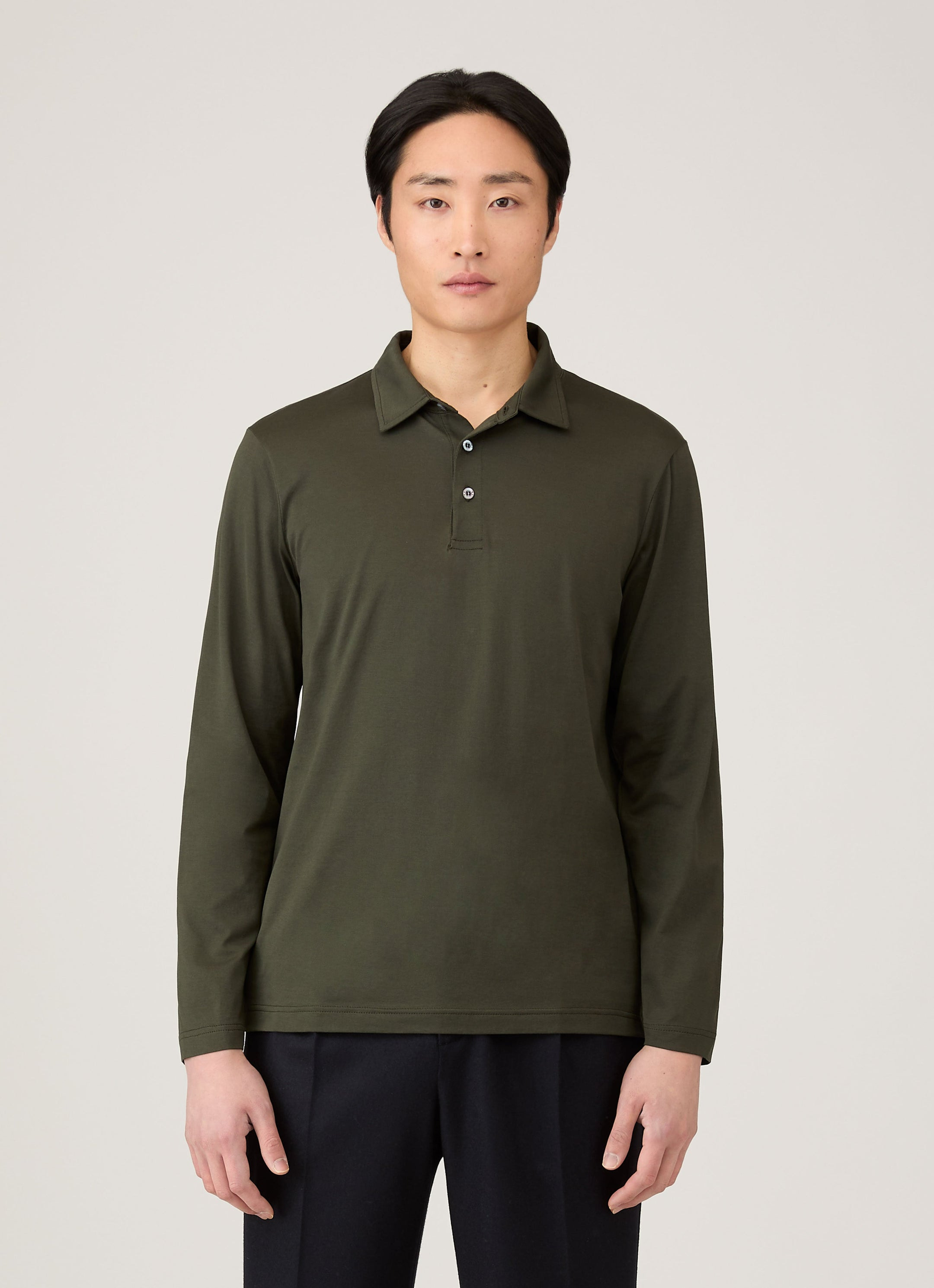 Long Sleeve Classic Jersey Polo Shirt - 2