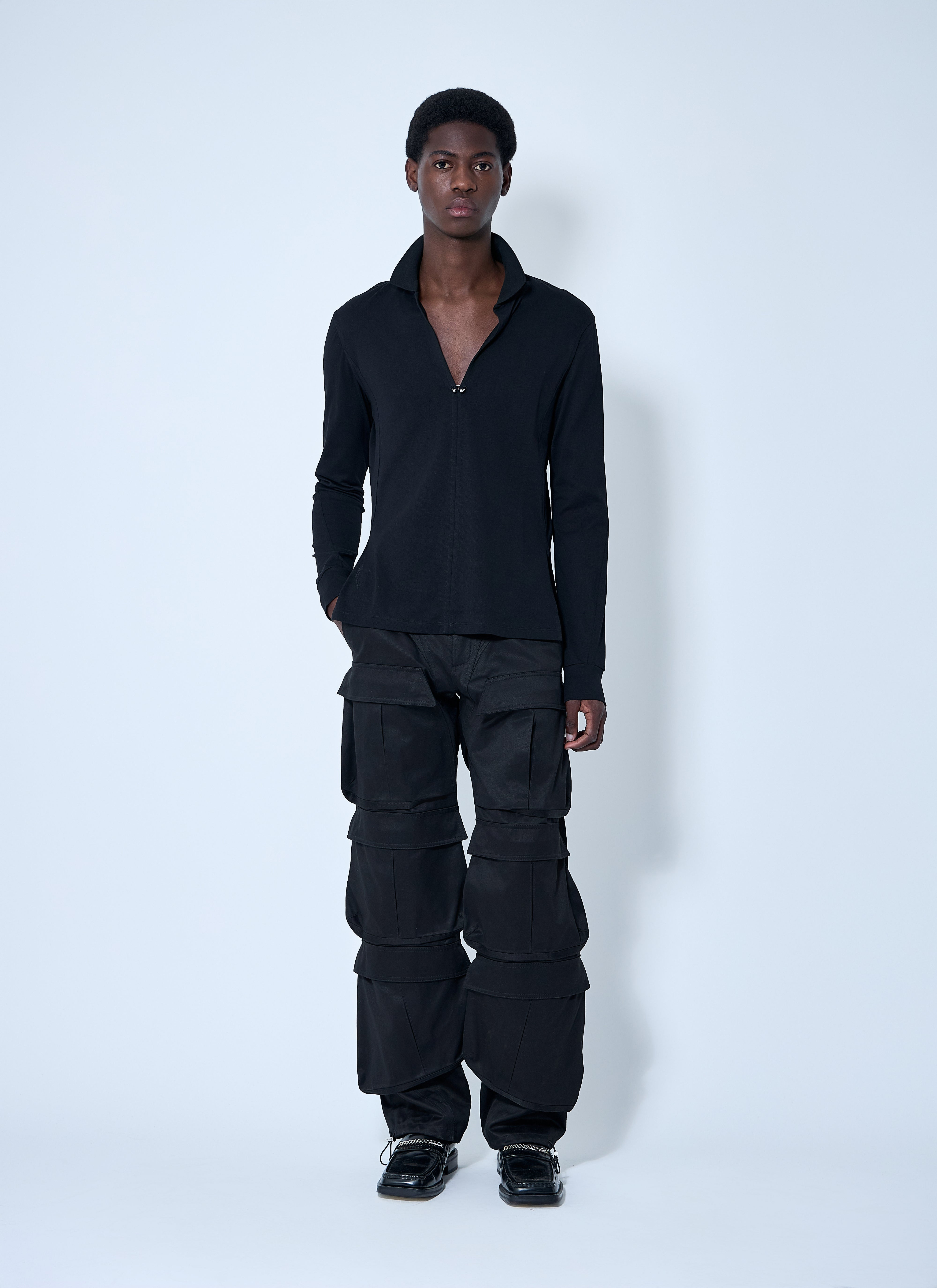 Mugler Men V Neck Shirt With Hardware - 2