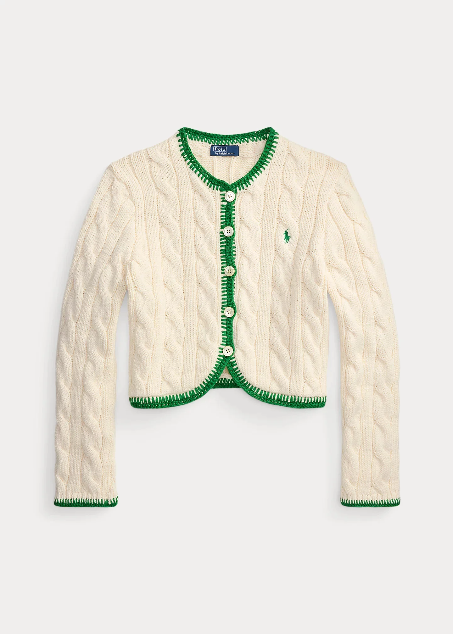 Cable-Knit Cropped Cardigan - 1