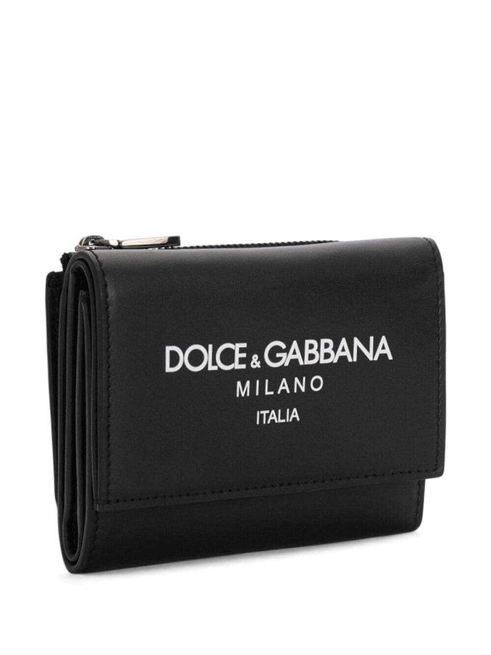 logo-print flap wallet - 3