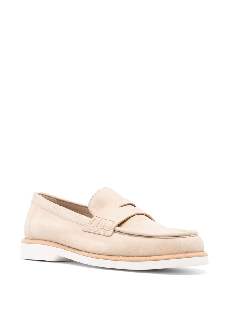 Santoni almond-toe suede loafers outlook
