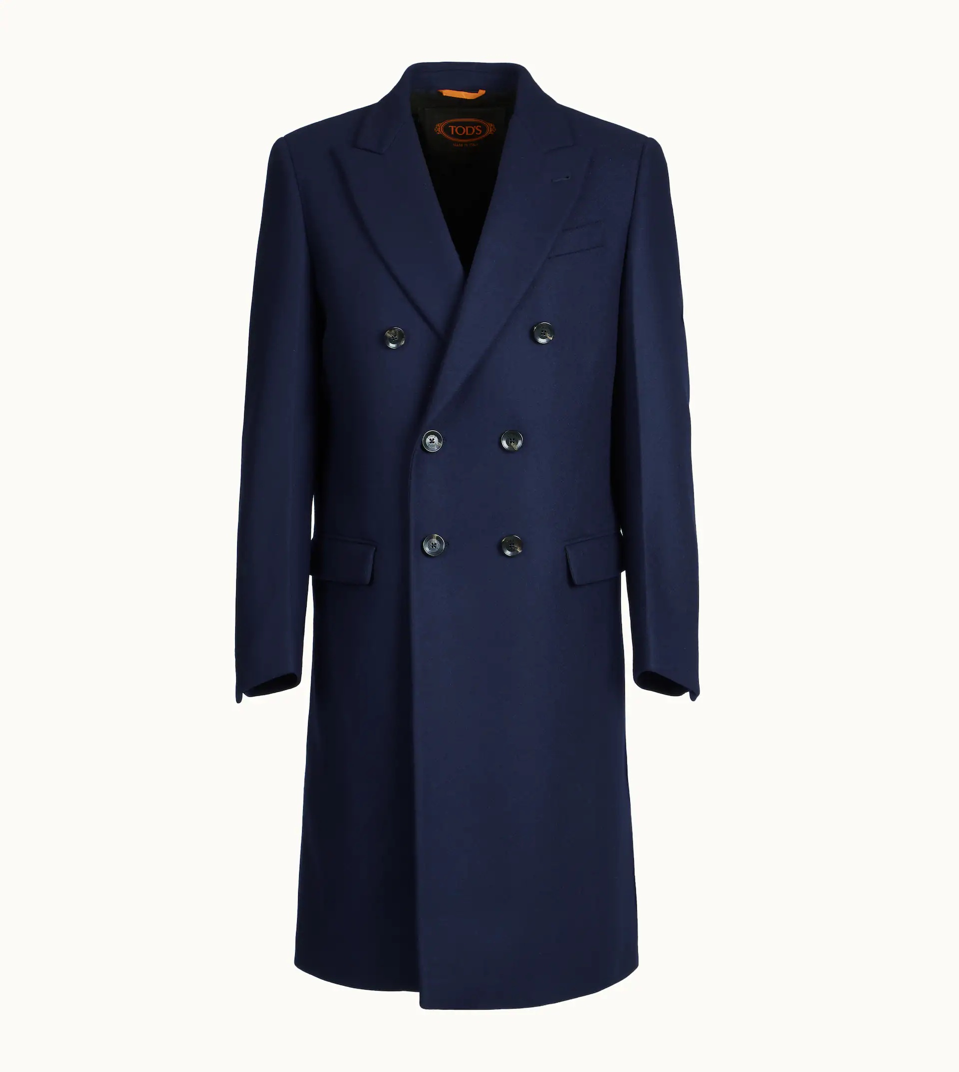 DOUBLE BREASTED COAT IN MIXED WOOL - BLUE - 1