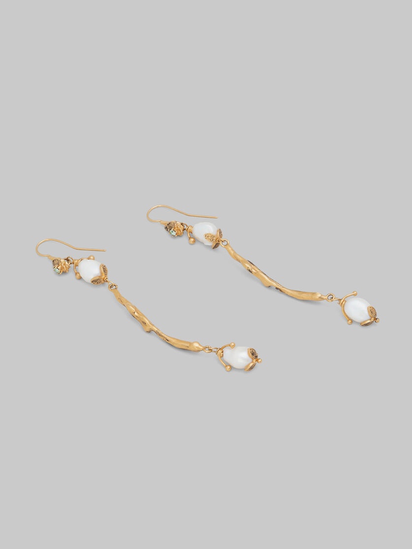 GOLD DANGLE EARRINGS WITH RIVER PEARLS - 4