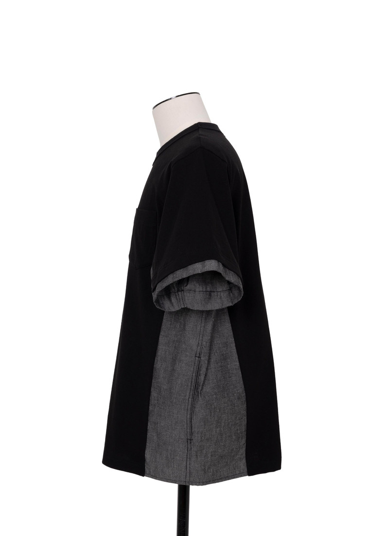 sacai Light Weight Denim x Cotton Jersey T-Shirt outlook