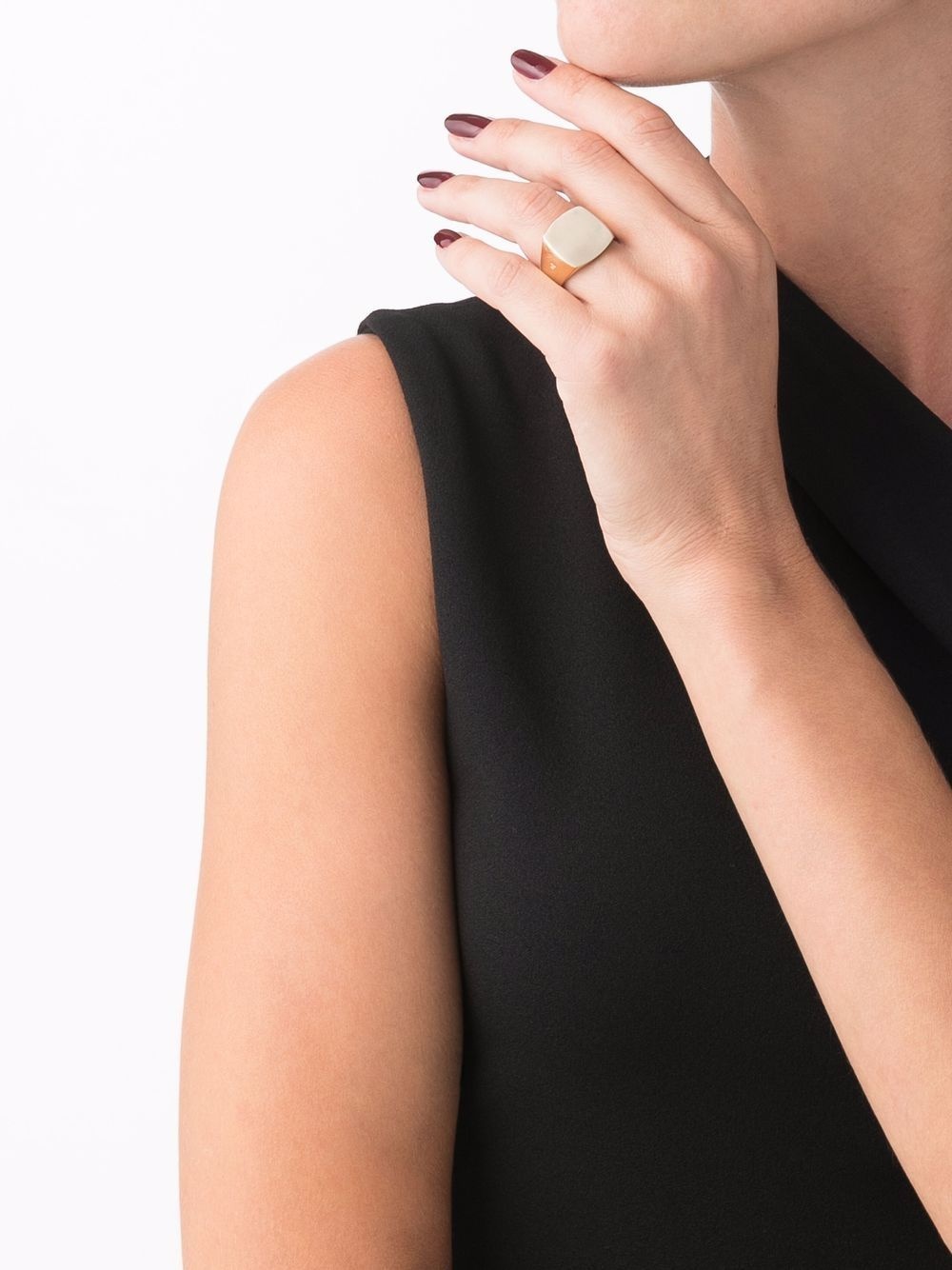9kt yellow gold Cushion ring - 3